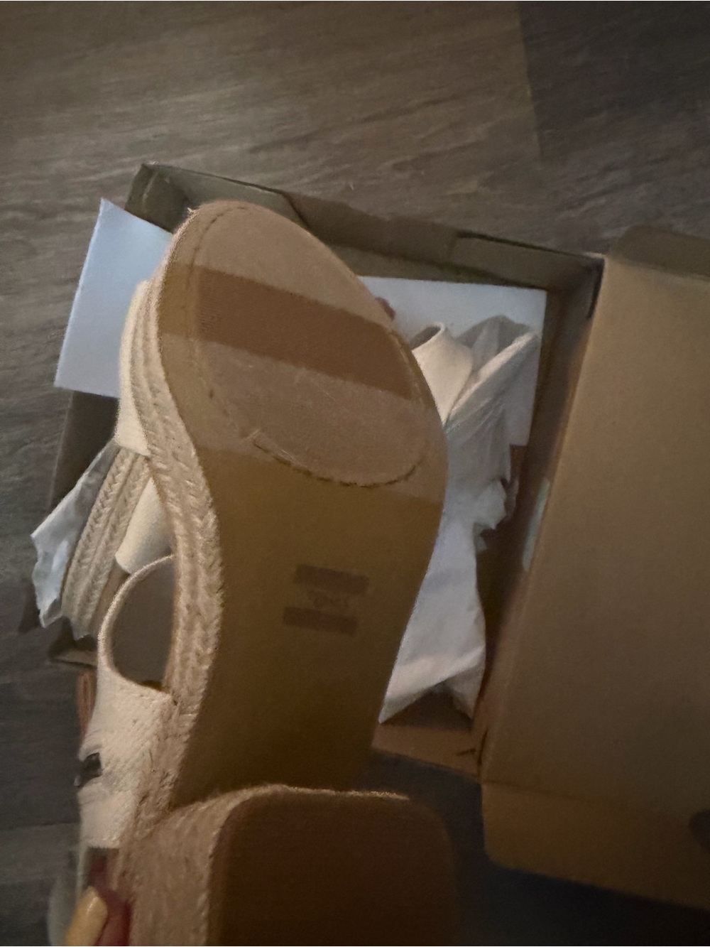 Toms Cream Espadrille Wedge Sandals with Side Zip - Picture 5 of 9